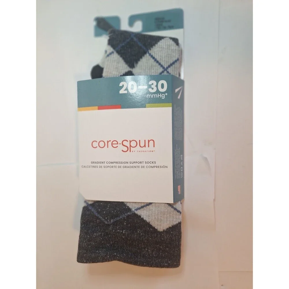 Core-Spun by Therafirm Gradient Compression Socks 20-30 mmHg Sz M Slate Blk Grey